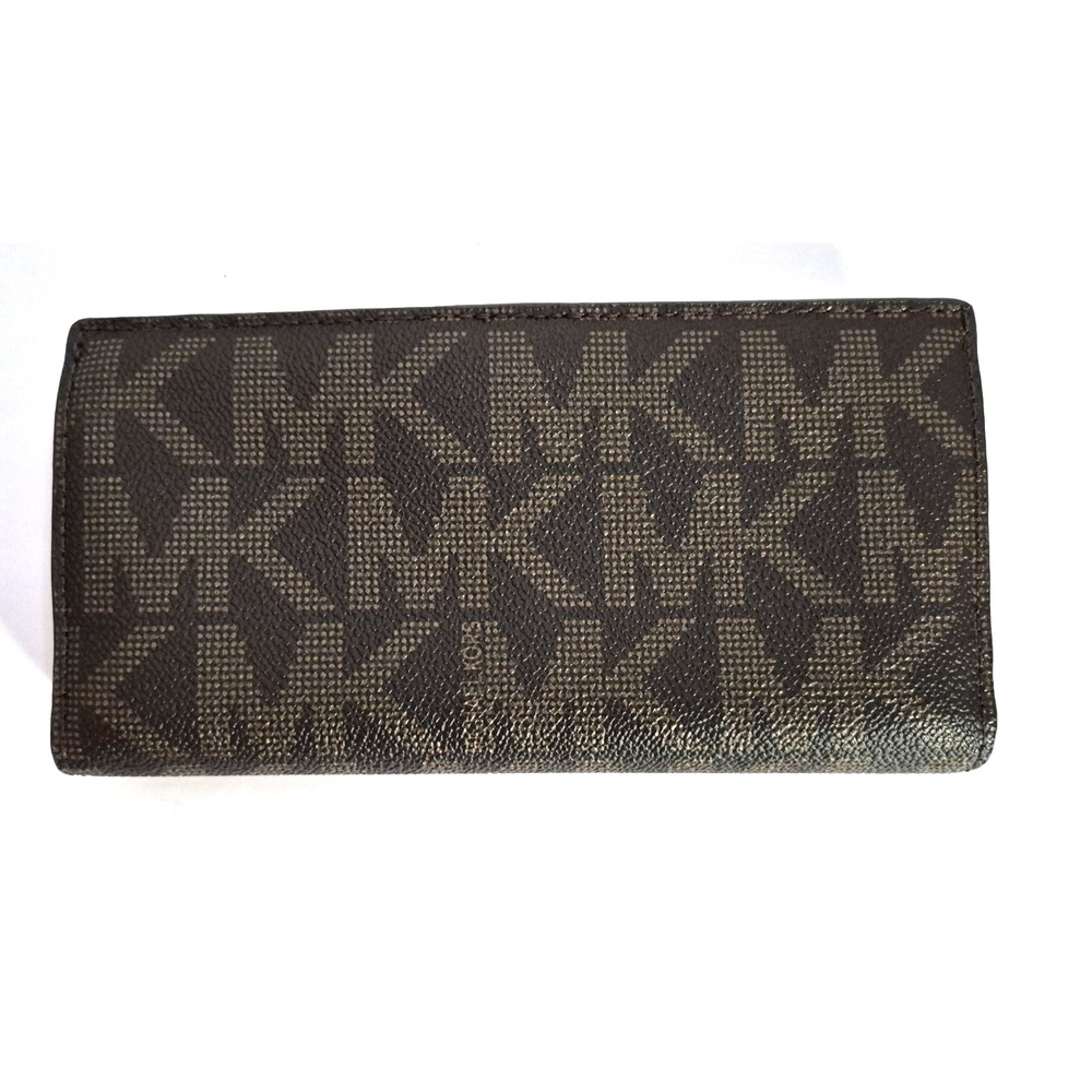 Michael Kors Signature Logo Brown Monogram Wallet Card Organizer MK - Picture 2 of 6